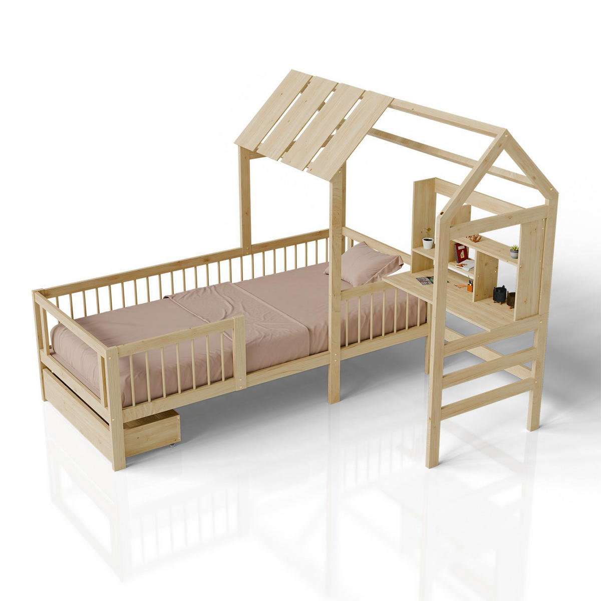 KINDERBETT Yari 90x200 cm Natur - Naturfarben, Holz (90/200cm) - Juskys