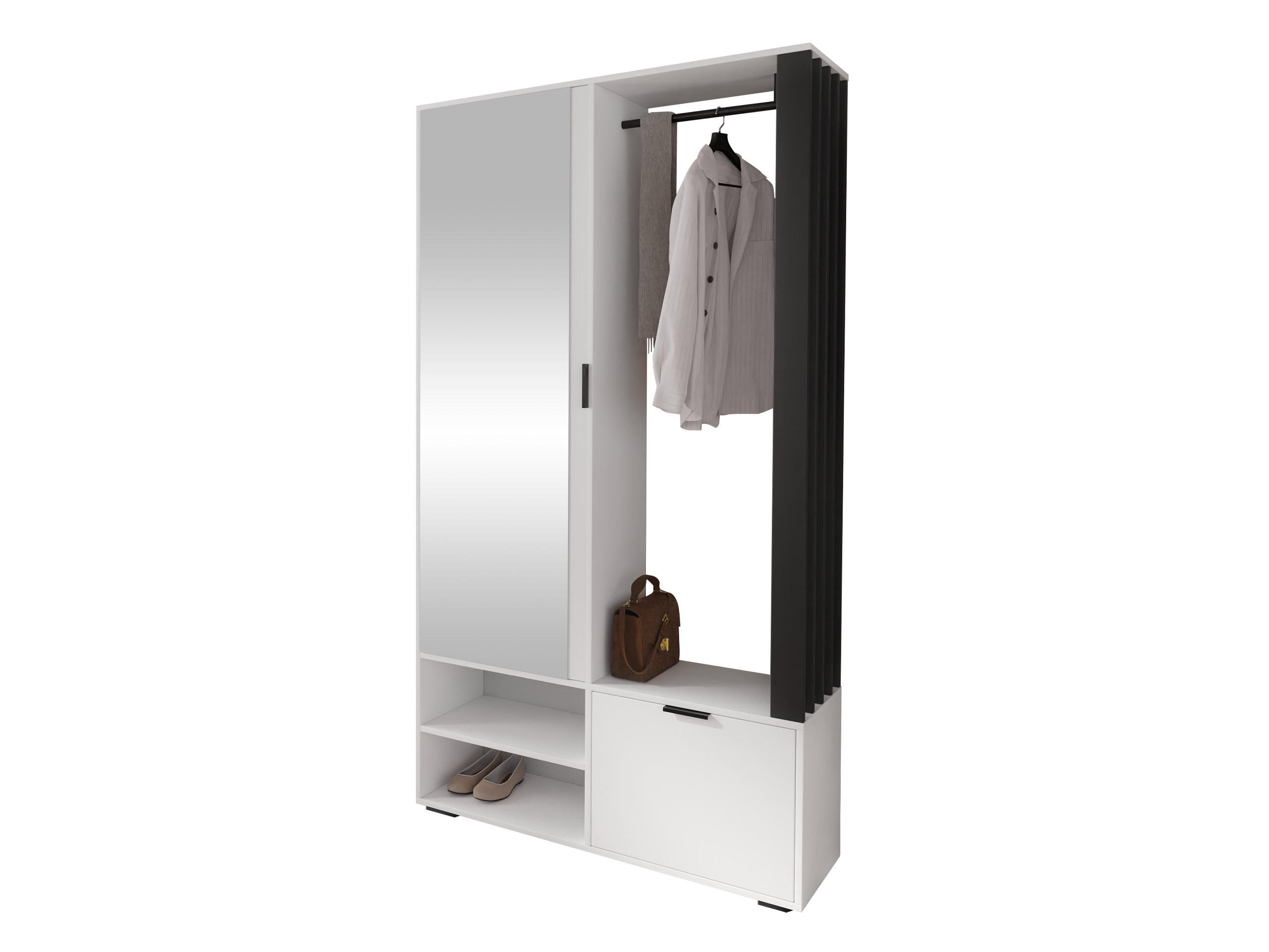 GARDEROBE Milo - Schwarz/Weiß, Holzwerkstoff/Kunststoff (100/190/33cm) - MIRJAN24