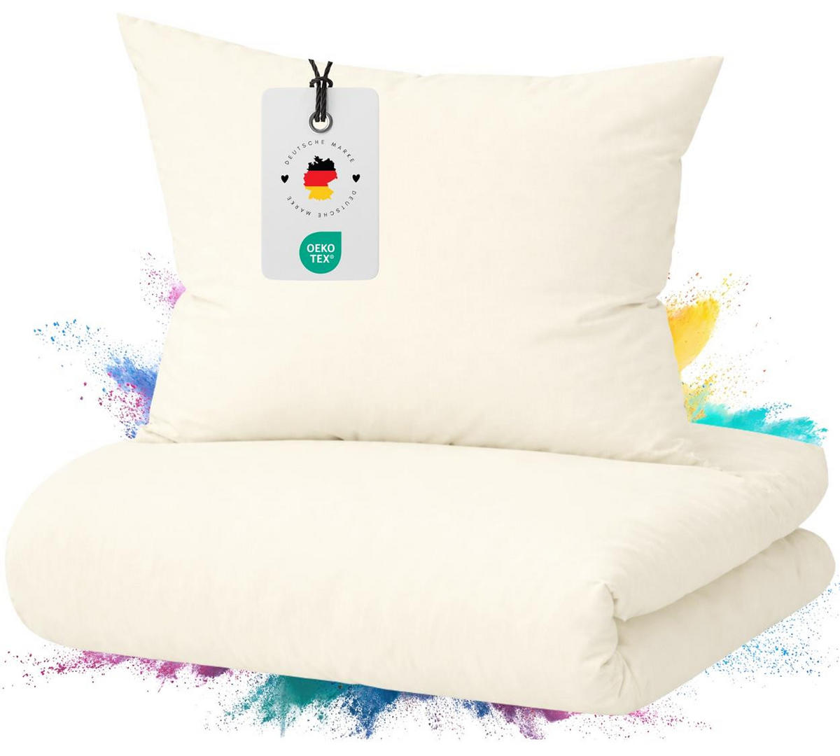 BETTWÄSCHE Mako Satin 155x220 cm aus 100% Baumwolle mit Reißverschluss, Uni Bettbezug 155 x 220 - Creme - Creme, Textil (155/220cm) - Carpe Sonno