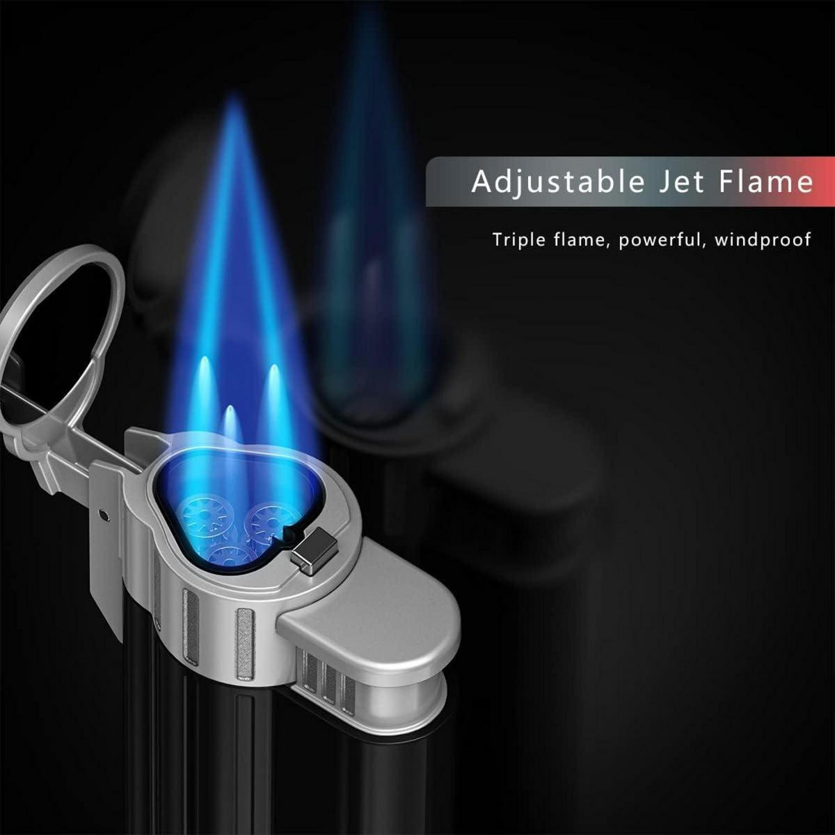 FEUERZEUG Jetflamme winddicht nachfüllbar Schwarz - Schwarz, Metall (3.6/1.8/7.5cm)