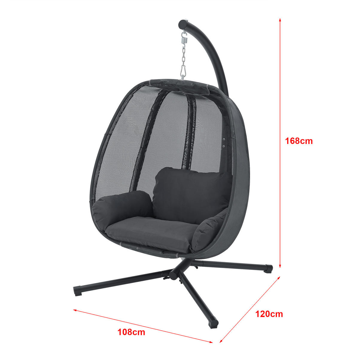 HÄNGESESSEL Abegondo - Dunkelgrau, Kunststoff (120/168/108cm) - [en.casa]