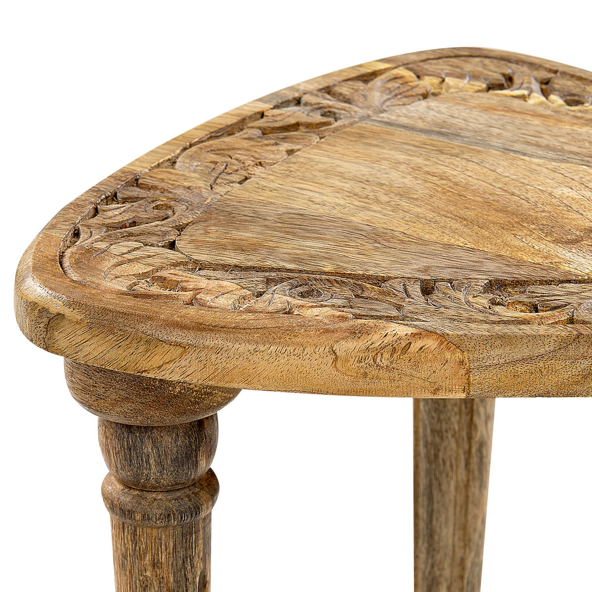 BEISTELLTISCH 2er-Set Dreieckig Holz Saora - Hellbraun, Holz (33/40cm) - Beliani