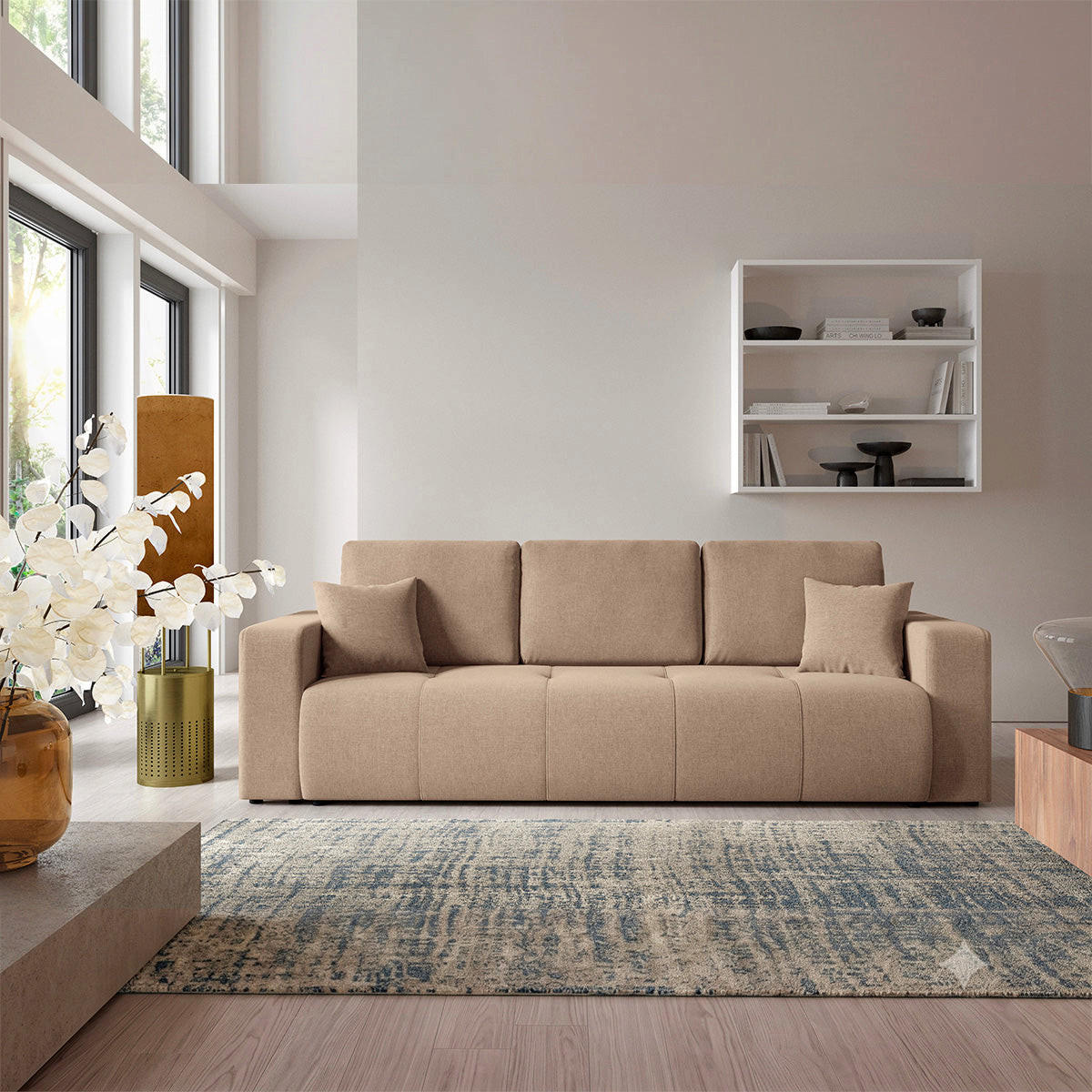 SOFA Giulia 3 Sitzplätze Beige - Beige, Holz (244/82/102cm) - Petits-meubles