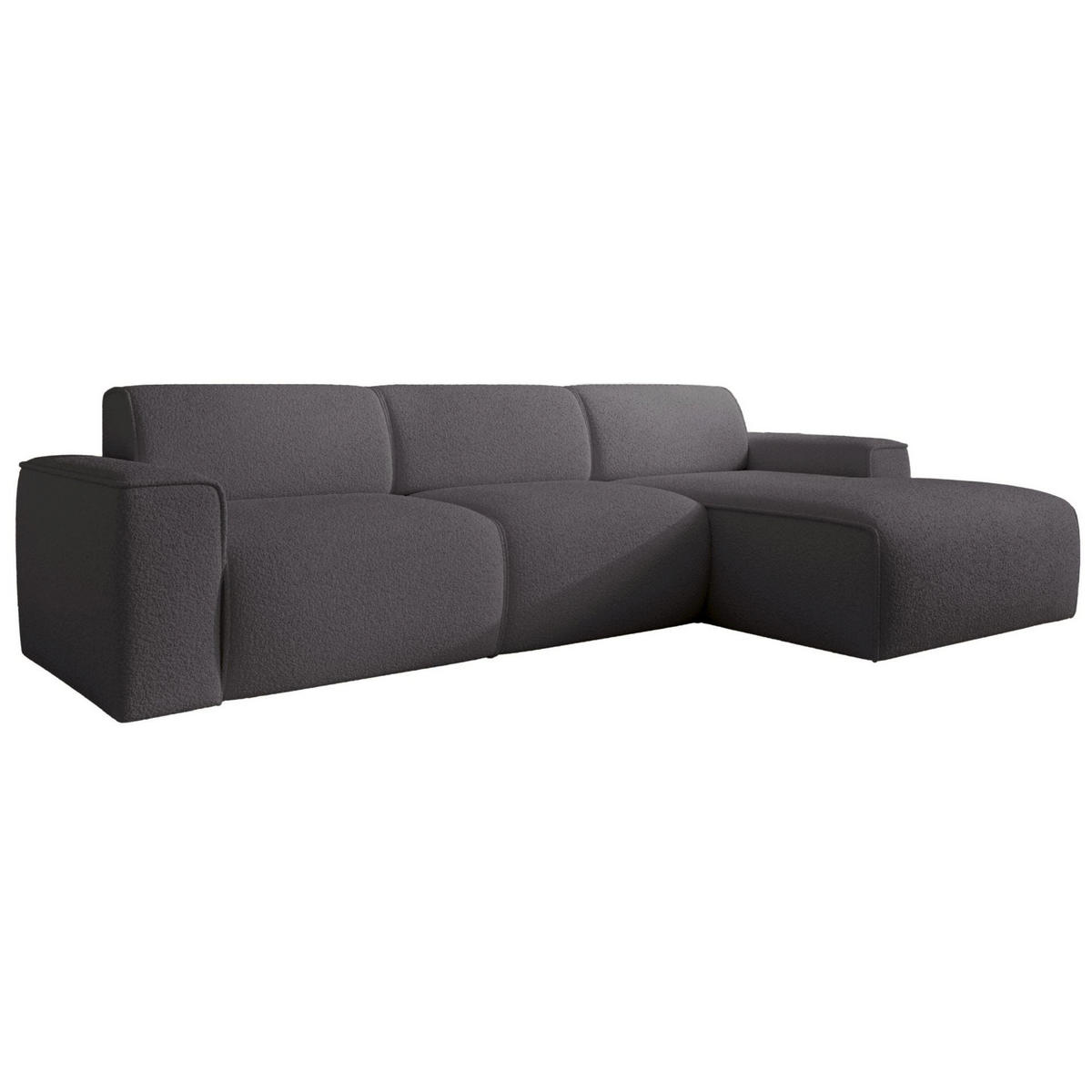 ECKSOFA Bouvi Dunkelgrau rechts - Dunkelgrau/Schwarz, Kunststoff/Textil (165/310cm) - Selsey