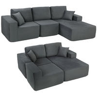MODULARES ECKSOFA DE-06601 L-förmiges Sofa-Bett, tiefer Sitz, breite Armlehnen Dunkelgrau - Dunkelgrau, Holz/Textil (168/267cm) - ComfortXL
