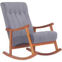 SCHAUKELSTUHL Samt Walnuss/Grau - Walnussfarben/Grau, Holz/Textil (62/98/92cm) - CLP