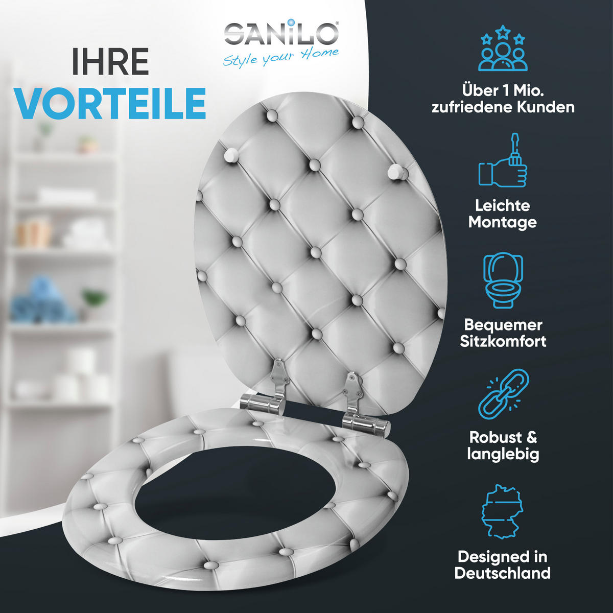 WC-SITZ mit Absenkautomatik Comfort - Grau, Holzwerkstoff (38/6/47cm) - Sanilo