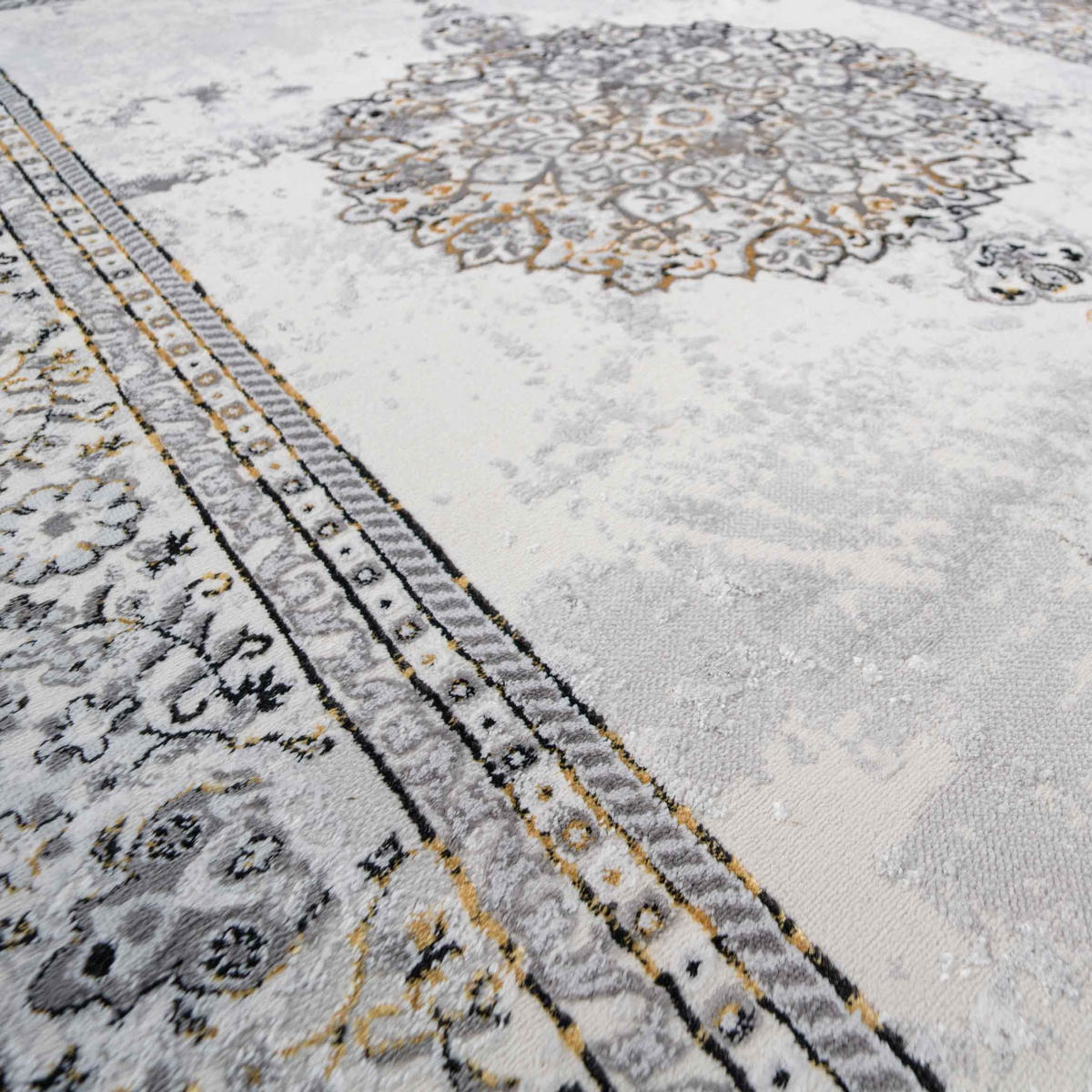 WEBTEPPICH Victoria Gold - Goldfarben/Grau, Textil (190/280cm) - Kukoon Rugs