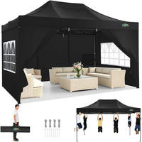 FALTPAVILLON 3x4.5m Wasserdicht mit 4 Seitenteilen Schwarz - Schwarz, Textil (300/330/450cm)