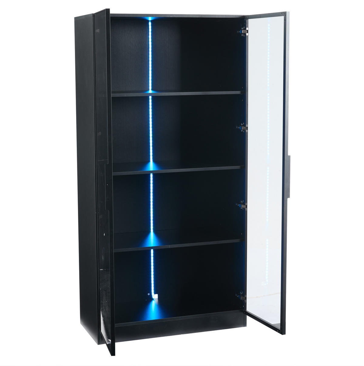 VITRINE mit LED-Beleuchtung 80 x 40 x 160 cm Schwarz 2-türig - Schwarz, Holzwerkstoff (40/160/80cm) - Beauniv