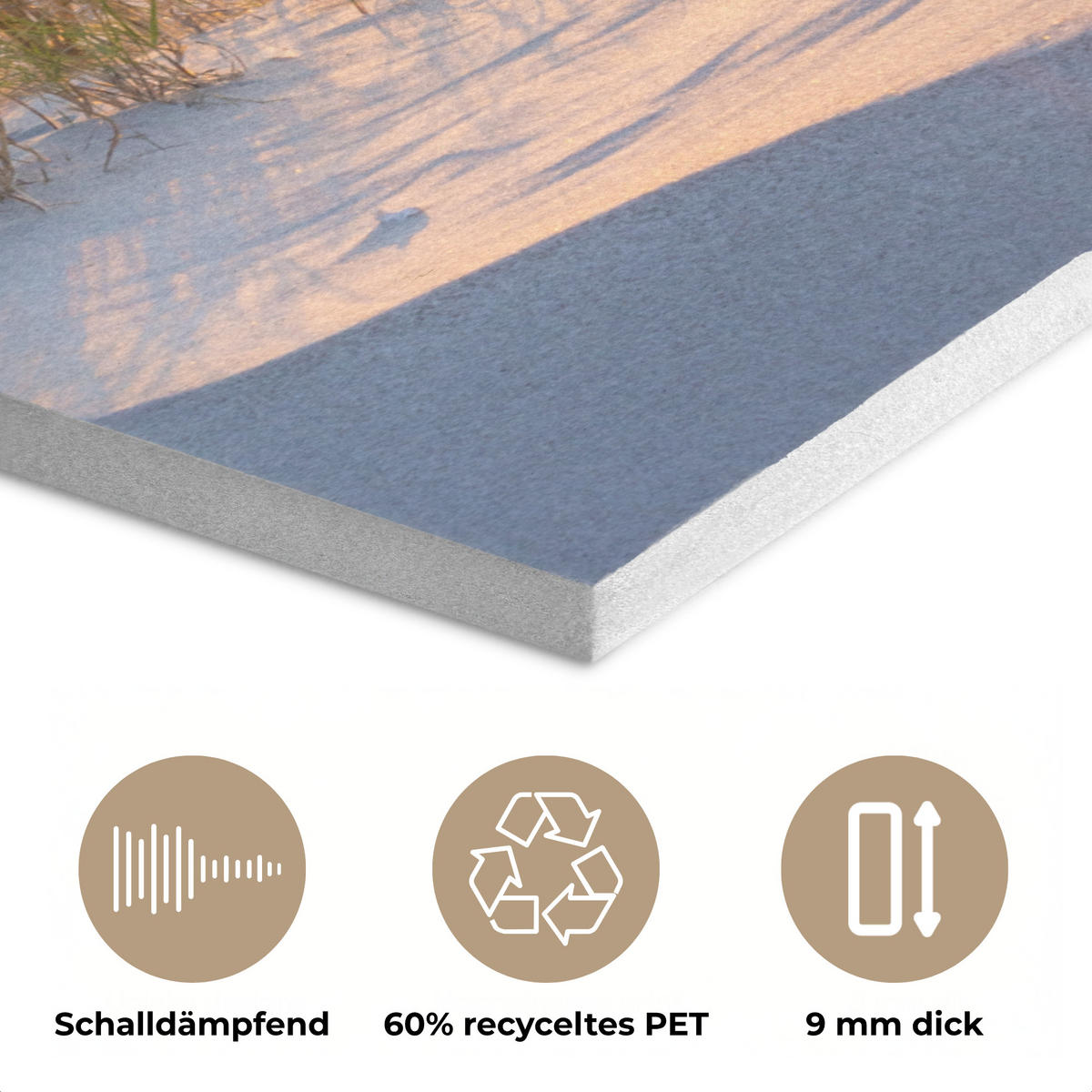 AKUSTIKPANEEL Strand - Sonne - Düne - Gras - Sand - Horizont 70x100 cm - Hellblau, Textil (70/0.9/100cm) - MuchoWow