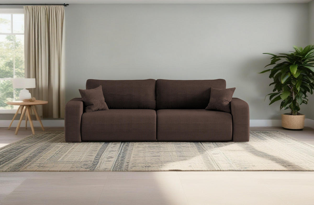 SCHLAFSOFA MILANO und Bettkasten Stoff Poso Braun - Braun, Holz (246/83/98cm) - Kaiser Möbel