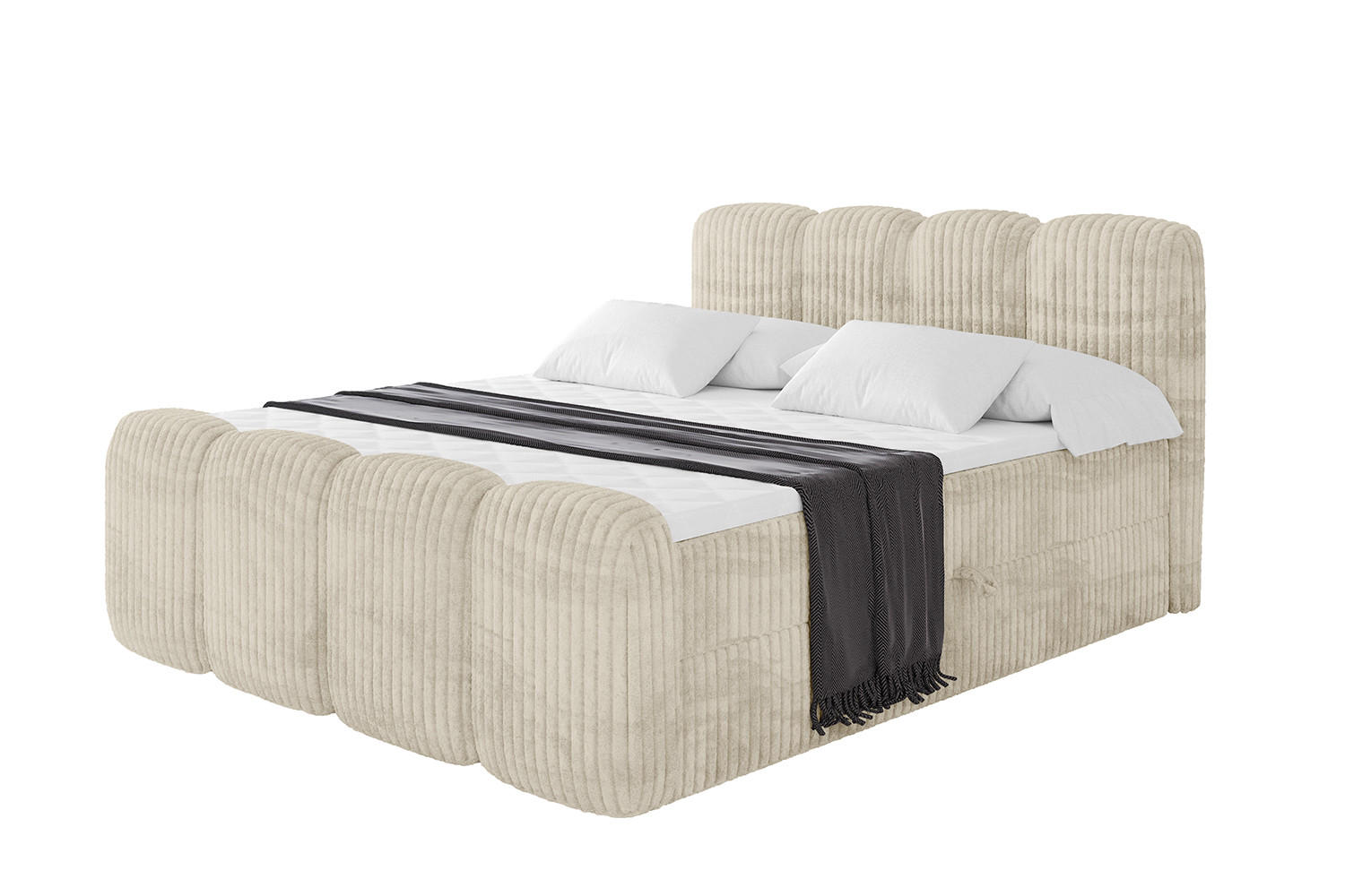 ALTDECOR AMERICKÁ postel s matrací H4 a lamelovým roštem – NINA-Z – 120 × 200 cm – krémová