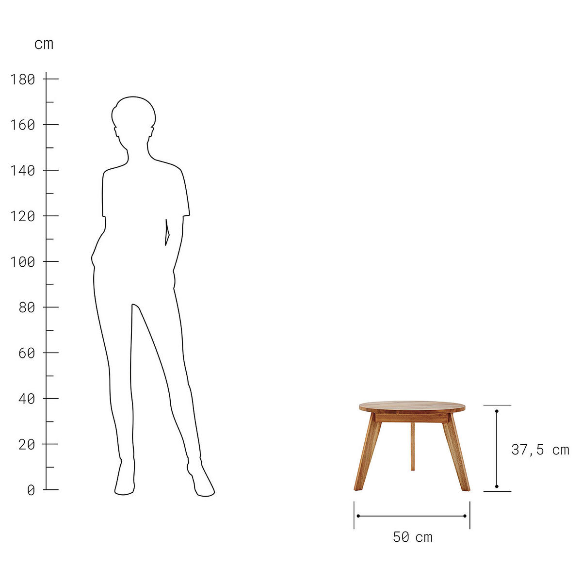 BEISTELLTISCH Rope Island - Braun, Holz (50/50/38cm) - BUTLERS