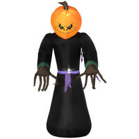 HALLOWEEN AUFBLASBARER KÜRBIS, Orange und Schwarz, Polyestergewebe - Orange, Kunststoff (66/210/110cm) - HOMCOM