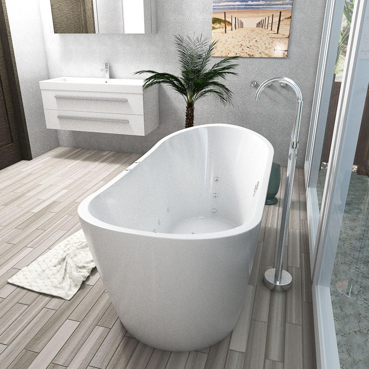 WHIRLPOOL freistehnd F23 Armatur AF04 - Weiß, Glas/Kunststoff (80/72/180cm) - AcquaVapore by Sandra Jentho