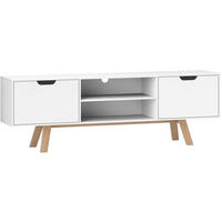 TV ormarić 150/39/50 cm bijeli od iverice s 2 ormarića i otvorenim policama - bijela, drvni materijal (150/50/39cm) - OKWISH