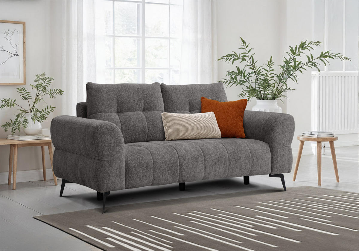 SOFA SALVINI 2,5-Sitzer, dunkelgrau - Dunkelgrau, Holz/Textil (206/88/99cm) - Courtois Laville