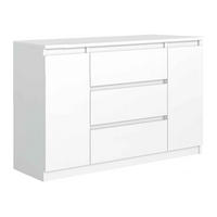 KOMMODE NUDO 120/78,5/39cm mit 3 Schubladen 2 Türen Weiß - Weiß, Holzwerkstoff (120/78.5/39cm) - MASSENO