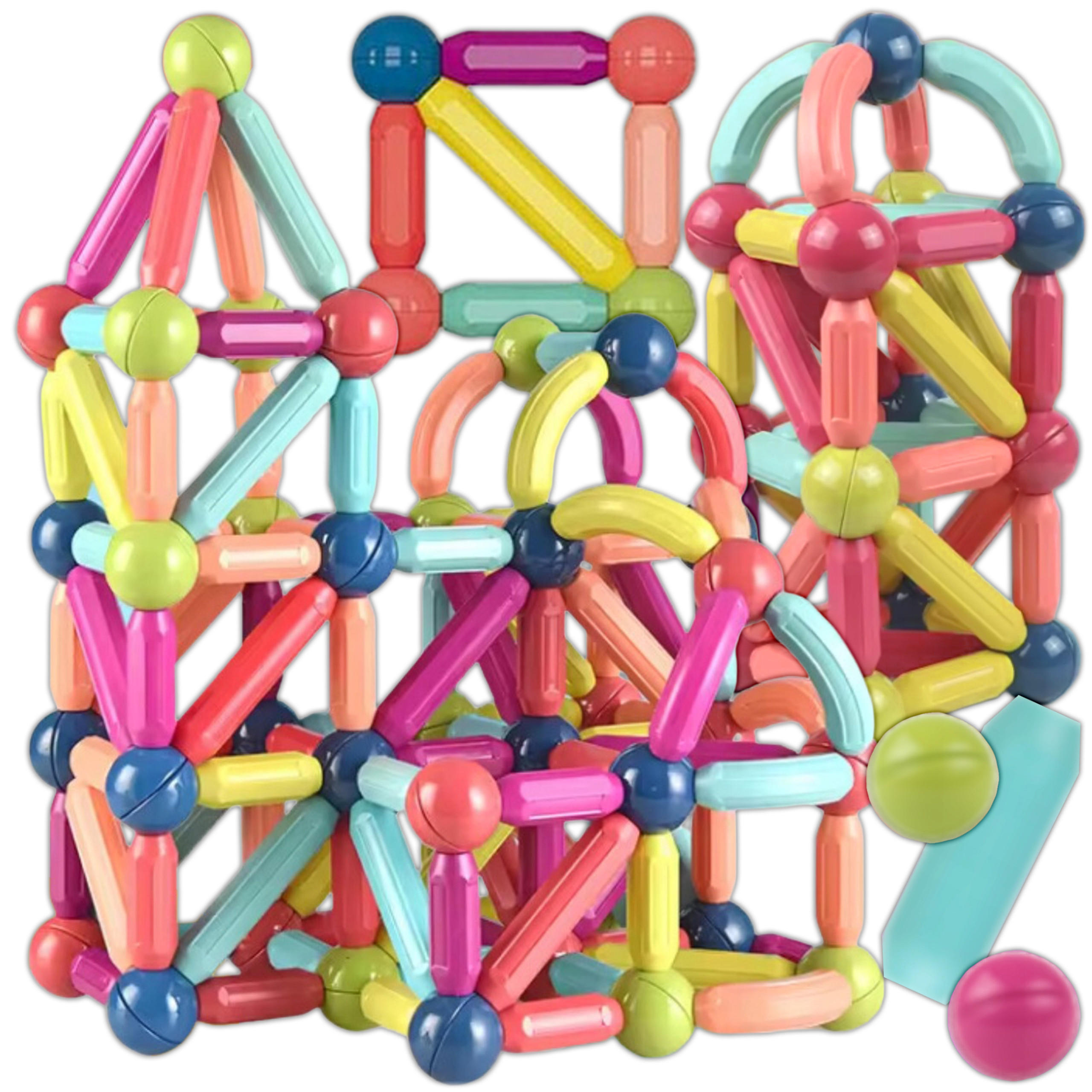 BAUSTEINE Magnetische Bauklötze 120 Teile - Multicolor, Metall (1.8/8.7cm) - KRUMAD