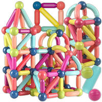 BAUSTEINE Magnetische Bauklötze 120 Teile - Multicolor, Metall (1.8/8.7cm) - KRUMAD