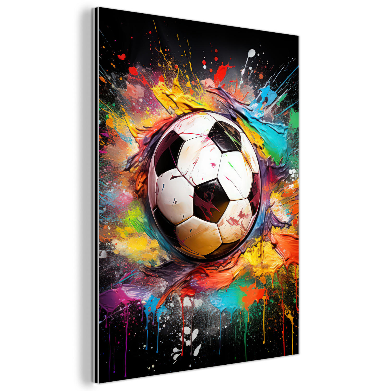 KOVOVÝ OBRAZ Futbal - Farba - Farby - Čierna - Biela 60x80 cm - biela, kov (60/80cm) - MuchoWow