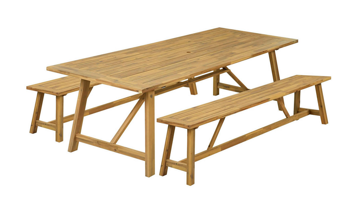 GARTEN-SITZGRUPPE Cindy 3-teilig Gartenmöbel-Set - Braun, Holz - DELUKE