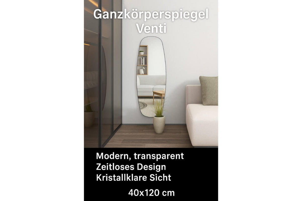 HÄNGESPIEGEL 40x120 cm Transparent Ganzkörperspiegel für Flur & Schlafzimmer - Transparent, Glas (40/120/2cm) - Ibonto