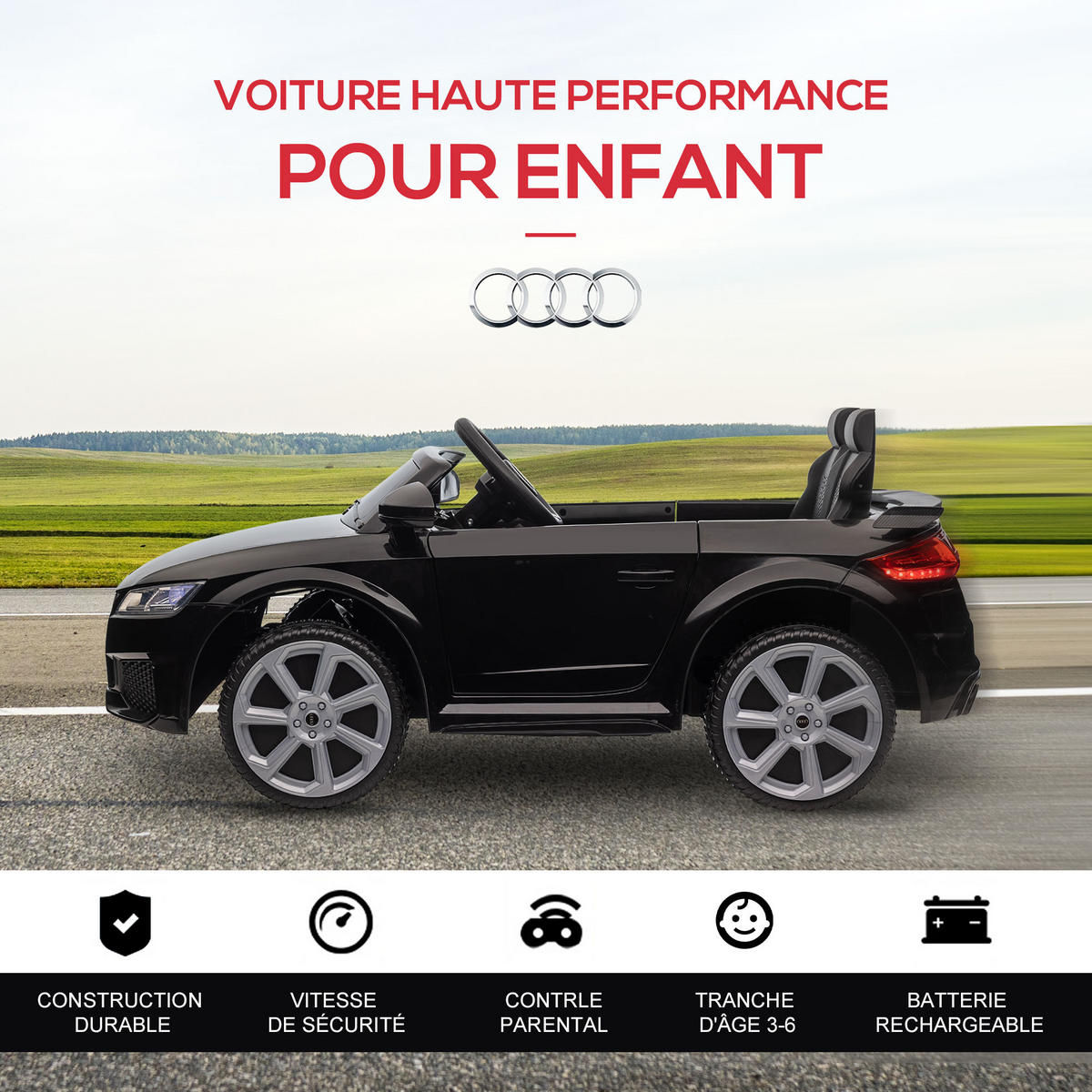 ELEKTRO-KINDERAUTO DE-12983 2,4G Fernbedienung Schwarz - Schwarz, Kunststoff (102/60/44cm) - ComfortXL
