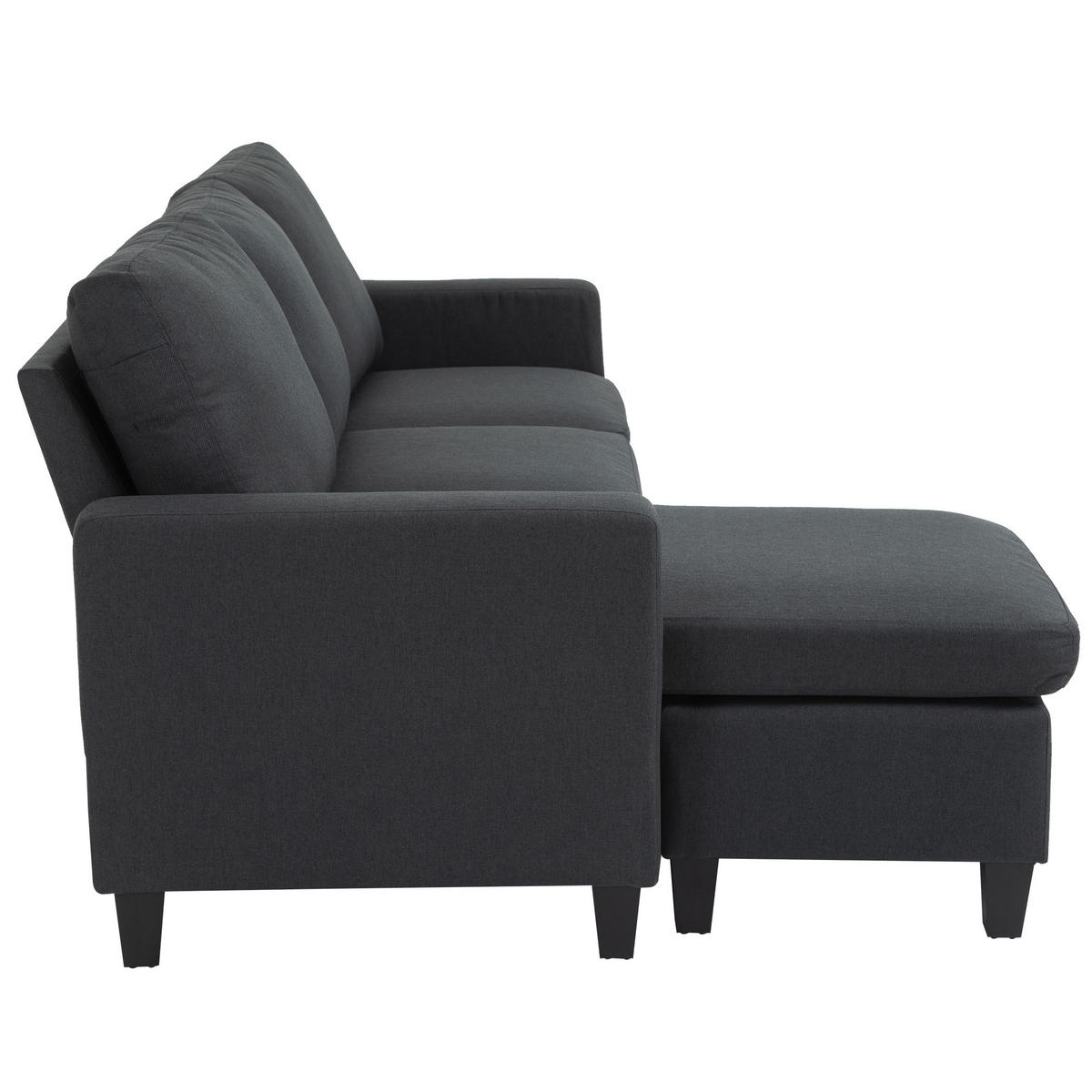 ECKSOFA L-Form Couchgarnitur mit wendbarer Chaiselongue Leinen - Dunkelgrau/Schwarz, Kunststoff/Textil (139/197cm) - HOMCOM