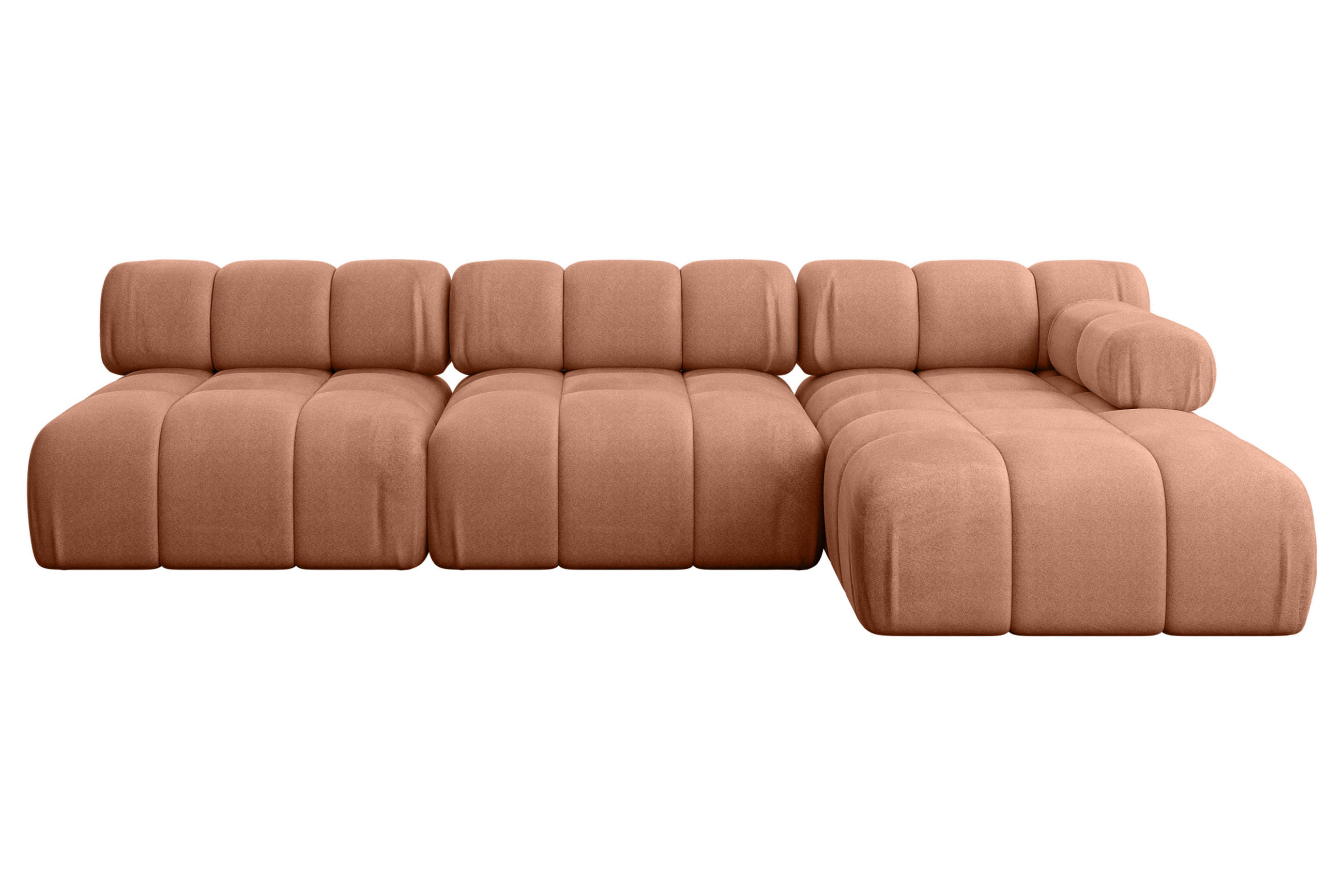 ECKSOFA modulares Sofa Razon-L2 - 285x160x70 cm Apricot Velours - Koralle, Holzwerkstoff/Textil (285/160cm) - ALTDECOR