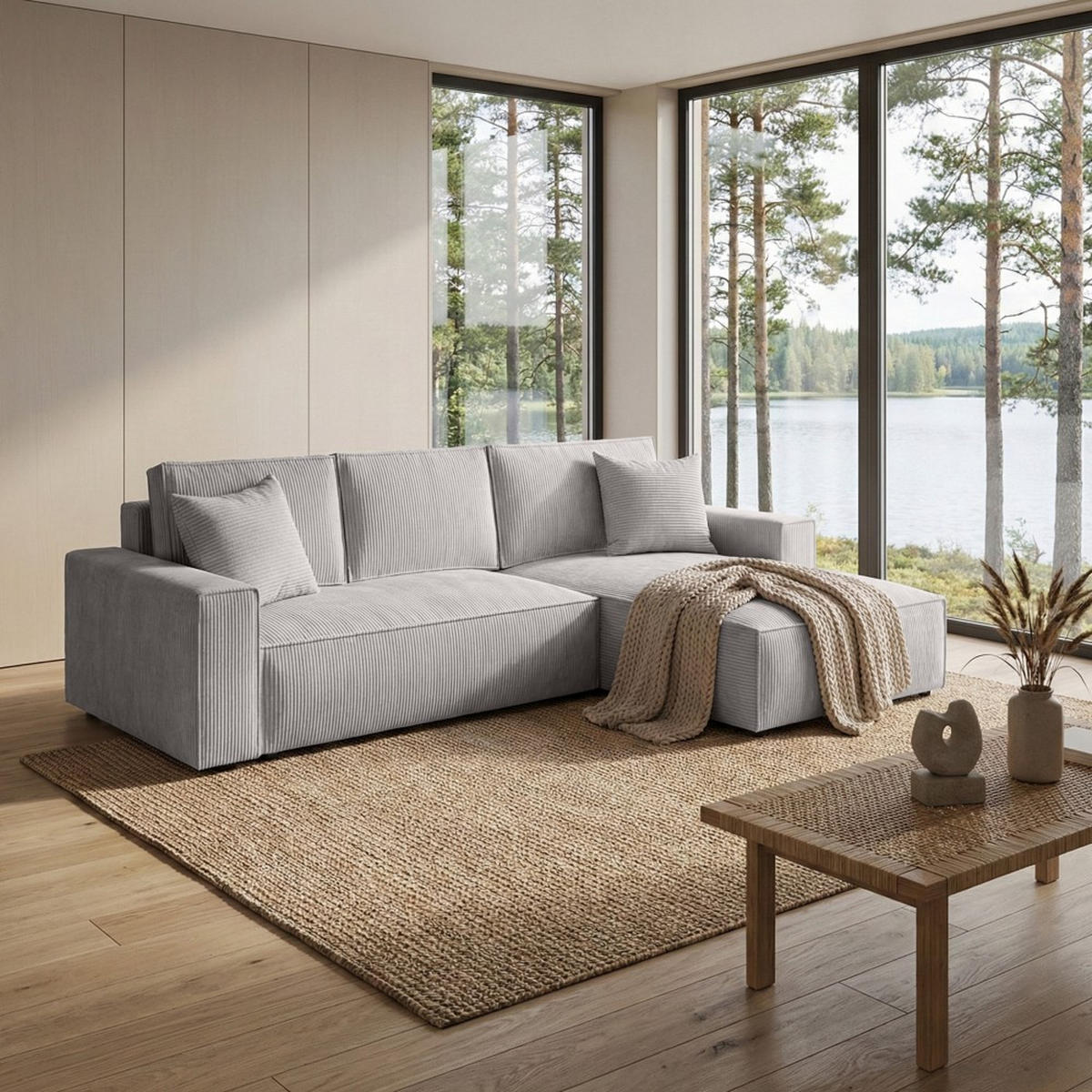 ECKSOFA Parys L hellgrau - Hellgrau/Schwarz, Kunststoff/Textil (290/185cm) - Beautysofa