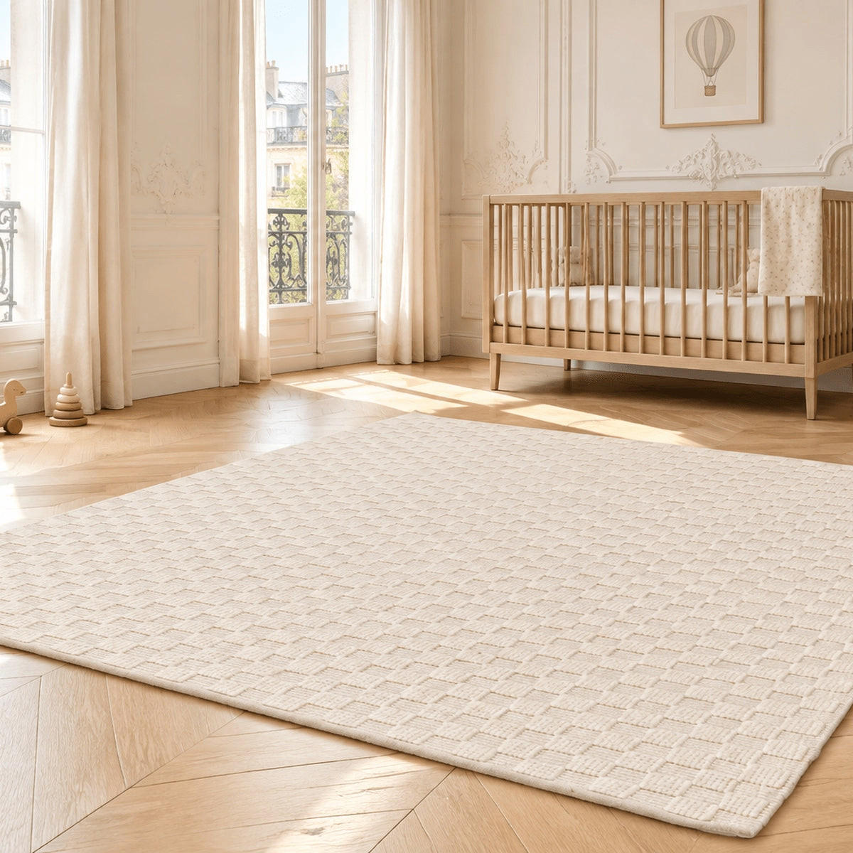 TEPPICH handgefertigt Baumwolle Wolle beige - Beige, Naturmaterialien (120/170cm) - AFK Living