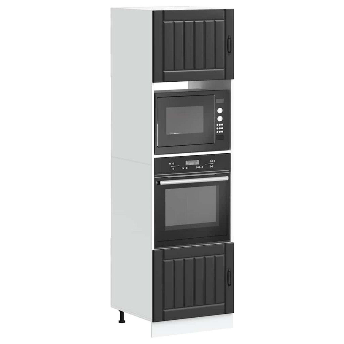 HERDUMBAUSCHRÄNKE 2er Set Lucca Schwarz Holzwerkstoff - Schwarz, Holzwerkstoff (57/207/60cm) - vidaXL