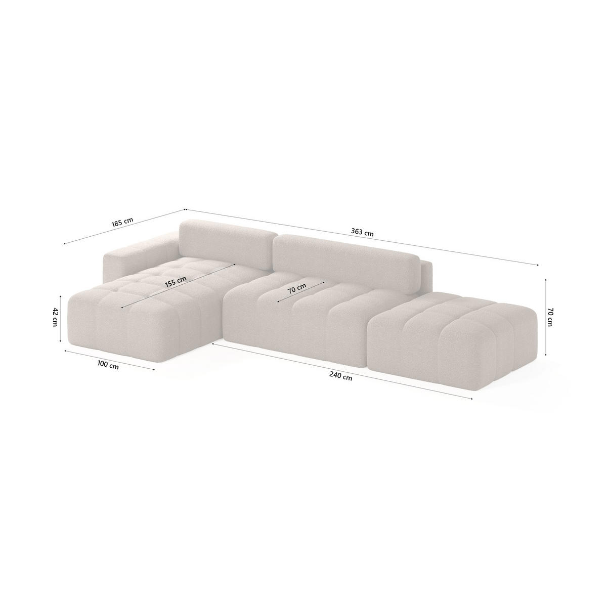 ECKSOFA RIFU LA mit Schlaffunktion, Braun - Braun, Textil (363/185cm) - Fedve