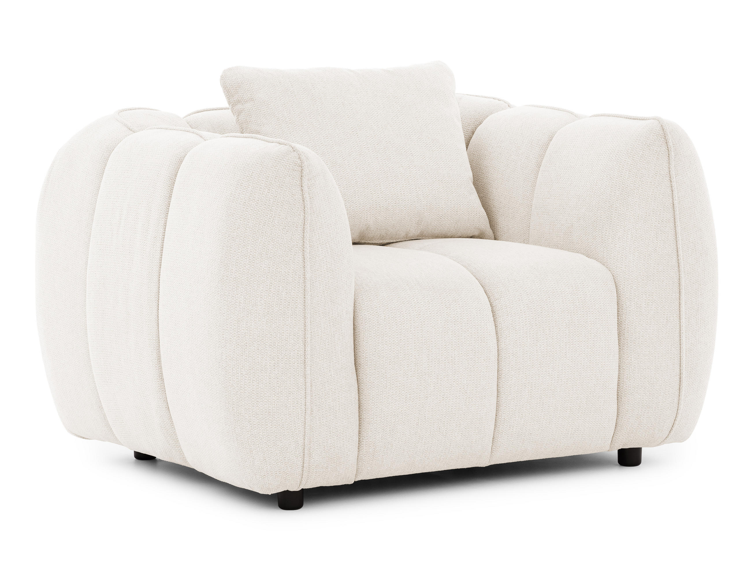 S-Style KŘESLO Nubira v hluboce prošívaném designu Bubble z měkké strukturované látky v krémové barvě s moderním vzhledem