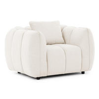 SESSEL Nubira in tief gesteppter Bubble-Optik aus weichem Creme Strukturstoff im modernen Design - Creme/Schwarz, Holz/Kunststoff (115/69/89cm) - S-Style Möbel
