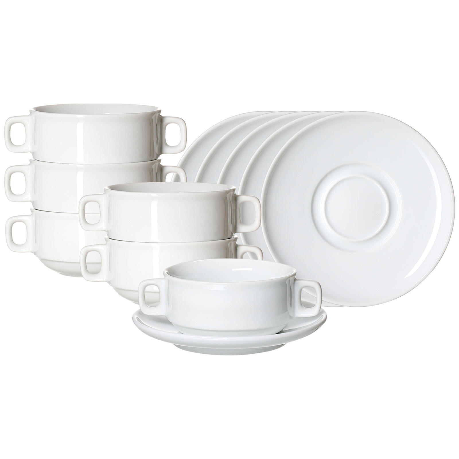 SUPPENTASSE MIT UNTERTASSE Bianco weiß 245 ml 6er Set - Weiß, Keramik (15.5/7/15.5cm) - Ritzenhoff Breker