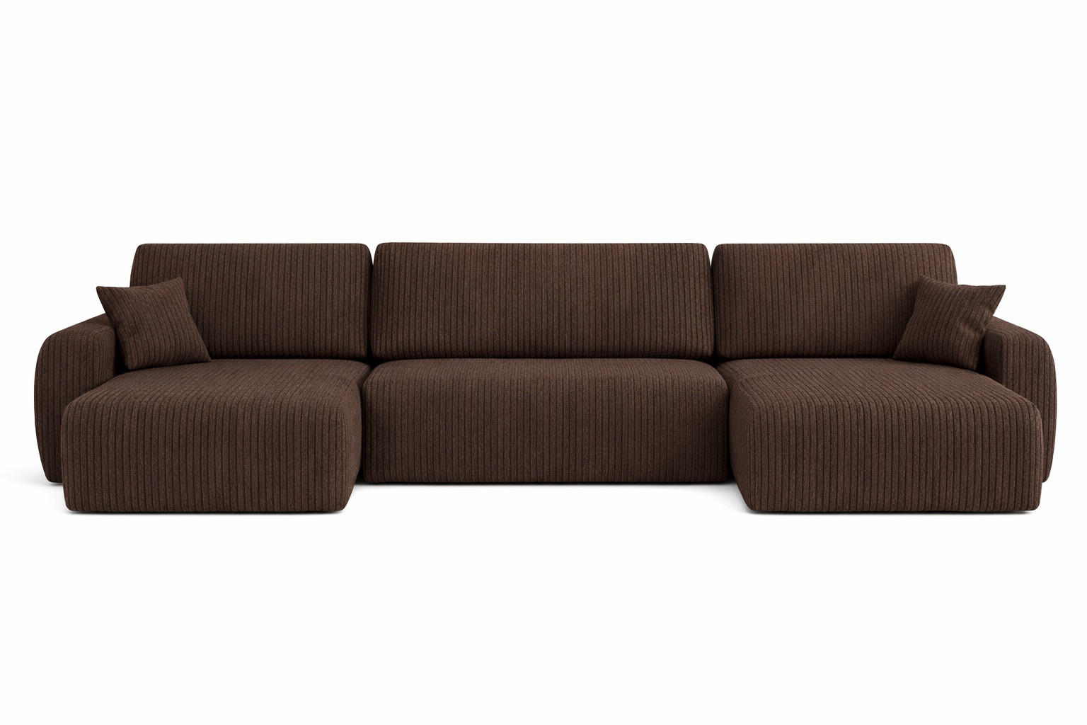 ECKSOFA Mit Schlaffunktion Und Bettkasten U-Form Ariel U, Cordstoff Poso, Braun - Braun, Holz (342/142cm) - Kaiser Möbel