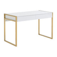 SCHREIBTISCH mit 2 Schubladen - MDF & Metall - Goldfarben & Weiß - MASON - Weiß, Holz (60/120/75cm) - Pascal Morabito