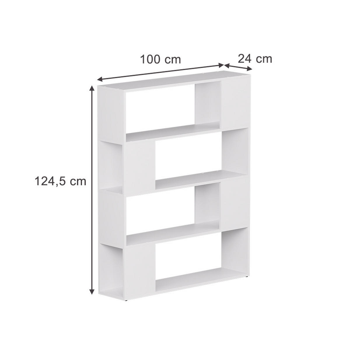 RAUMTEILER Eneos Weiß 100 x 124.5 cm - Weiß, Holzwerkstoff (100/124.5/24cm) - Vicco