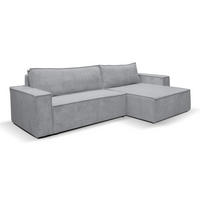 ECKSOFA HUGO XL Schlaffunktion und Bettkasten Cord-Stoff (Grau) - Grau, Textil (274/142cm) - VENASI MÖBEL