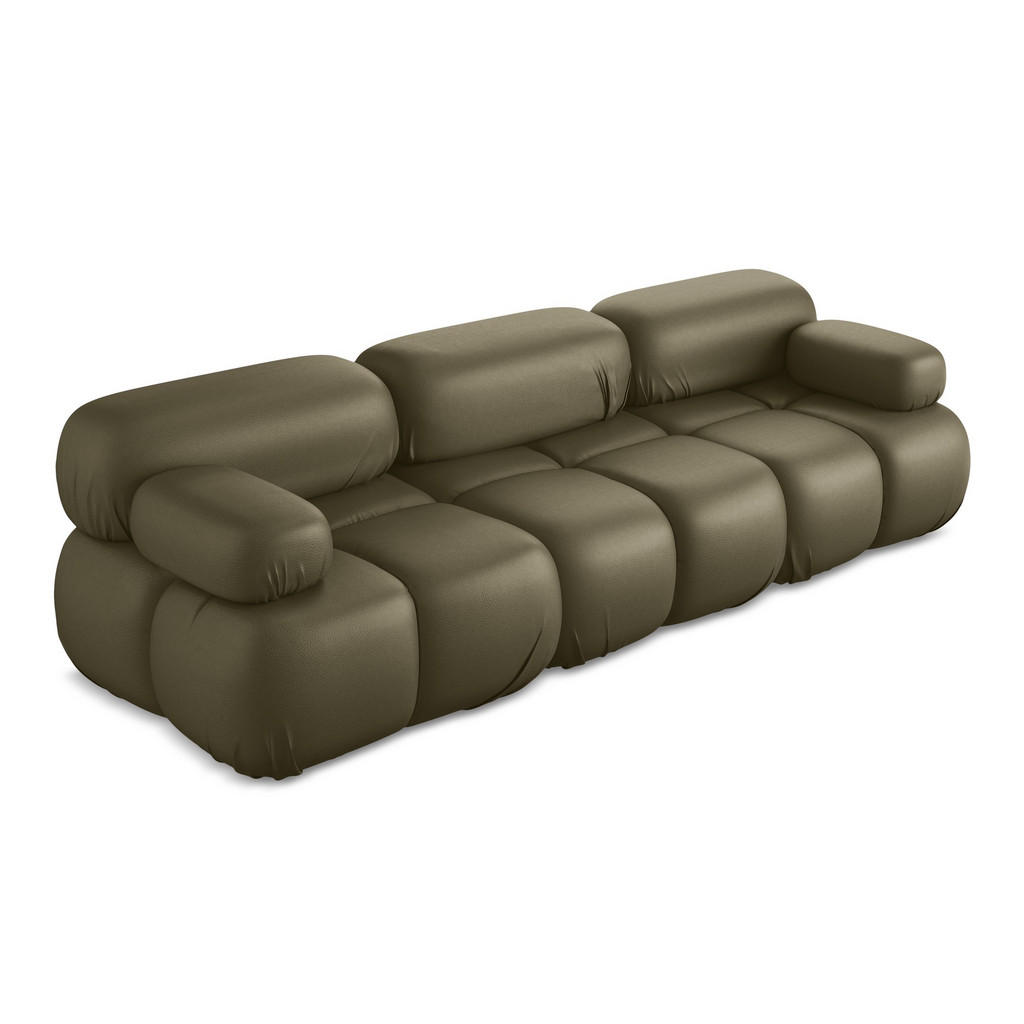 Thumbnail - Makamii 3-Sitzer, Olivgrün, Leder, Füllung: Schaumstoff, 285x70x96 cm, Made in EU, Wohnzimmer, Sofas & Couches, Sofas, 3...