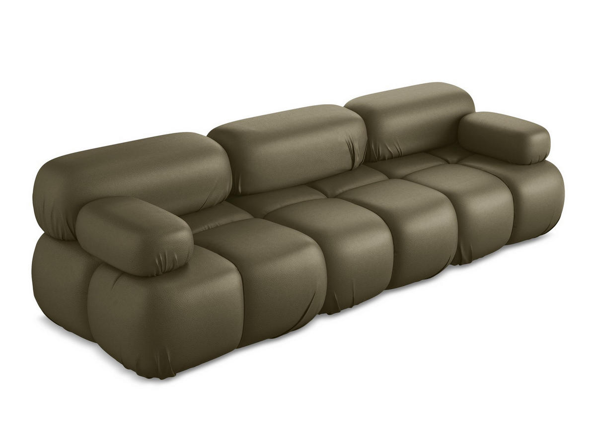 3-SITZER SOFA Kunstleder Grün - Schwarz/Olivgrün, Leder/Kunststoff (285/70/96cm) - Makamii