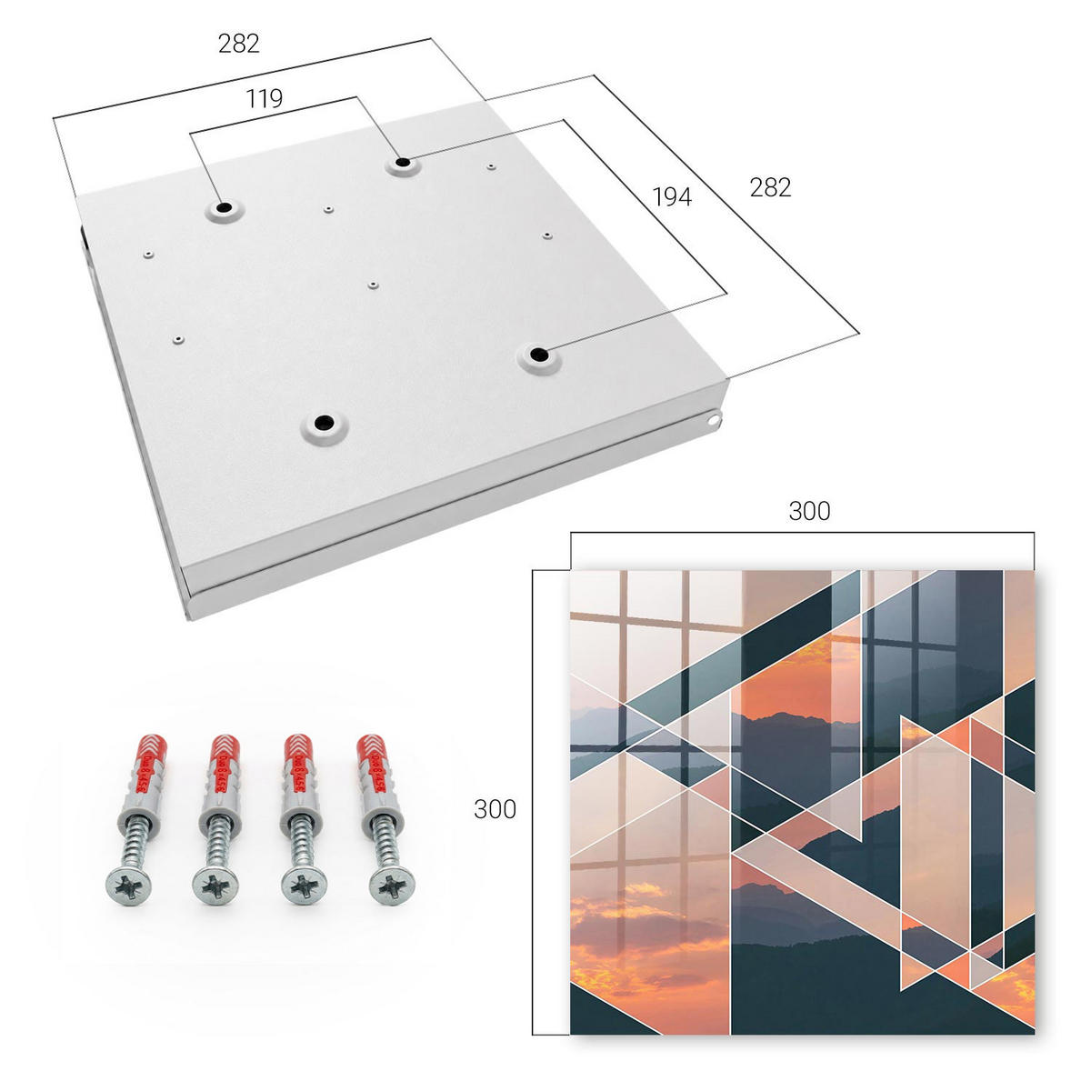 SCHLÜSSELBOX Weiß 30x30 cm – Türöffnung nach rechts - Bergwesten - Orange, Metall (30/30/5cm) - TULUP