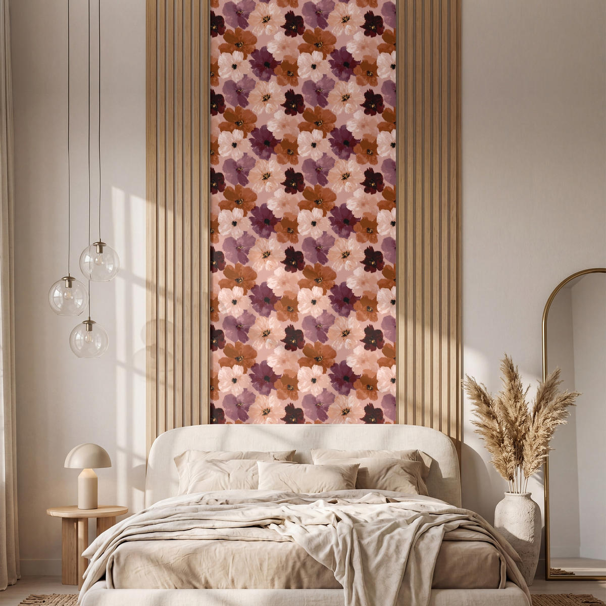TAPETE - Blumen - Abstrakt - Erdtöne - 100x280 cm - Multicolor, Papier (100/280cm) - OnlyWow