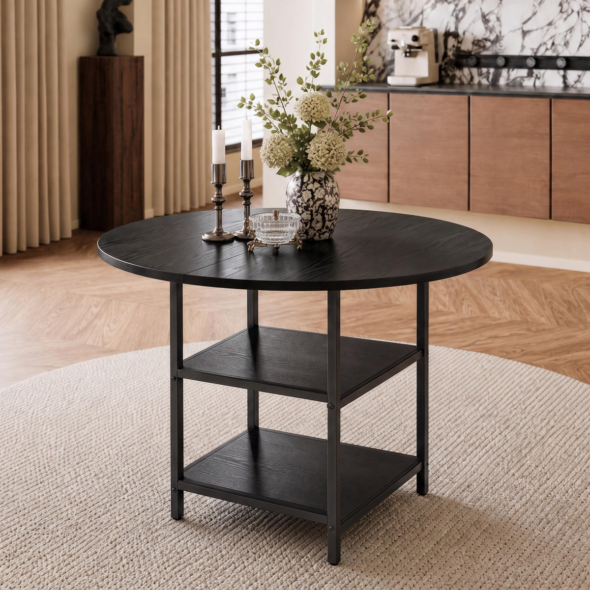 ESSTISCH 107 cm, Schwarz - Schwarz, Metall (107/107/75cm)