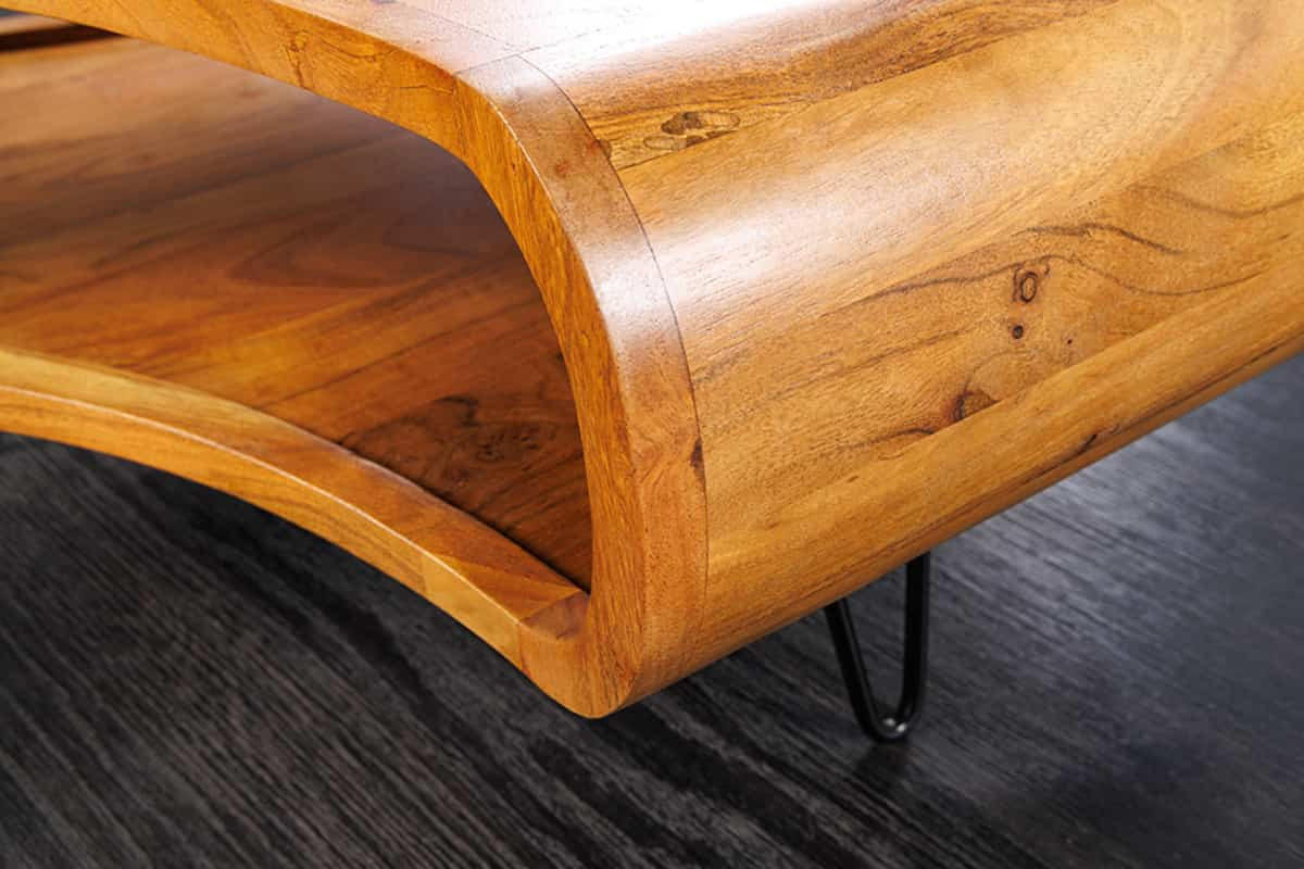 COUCHTISCH ORGANIC LIVING Akazie Braun 90cm - Schwarz/Braun, Holz/Metall (80/90/38cm) - riess-ambiente