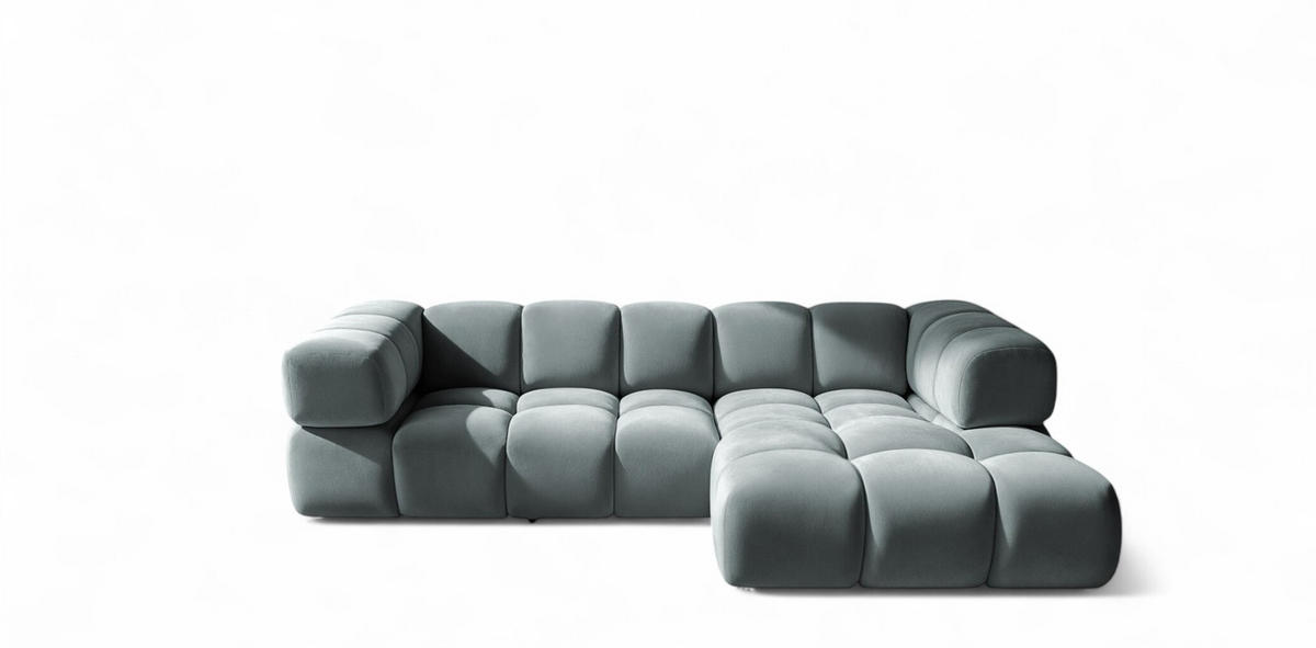 ECKSOFA Blanche In Bluvel - Blaugrau, Holzwerkstoff/Textil (150/280cm) - Fun Möbel