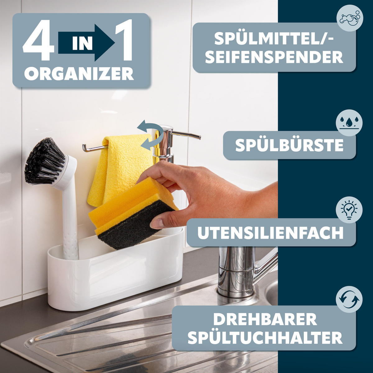 SPÜLBECKENORGANIZER, weiß - Weiß, Kunststoff (22/21/6.7cm) - bremermann